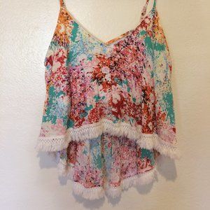 Dani Collection Bloom Fringe Crop Top